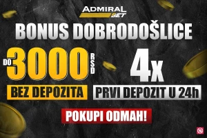 Dobrodošlica koju ne zaboravljate - Do 3000 dinara bez depozita i 300% bonusa